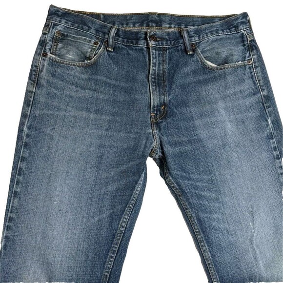 Levi's Jeans Men 36x30 Vintage 527 Blue Denim Dark Wash Frayed Hem Bootcut - Picture 5 of 16